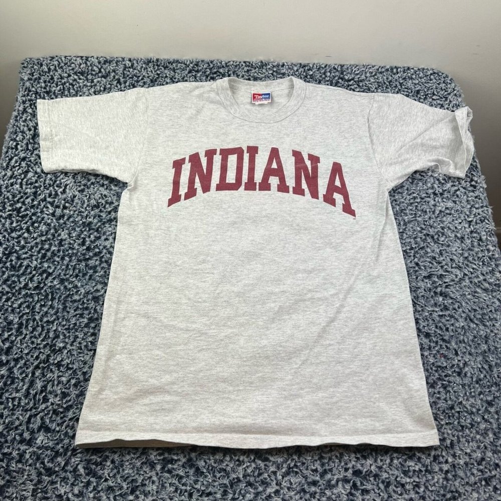 Vintage Indiana Hoosiers Shirt Mens Medium Gray Crew Neck Cotton Casual NCAA